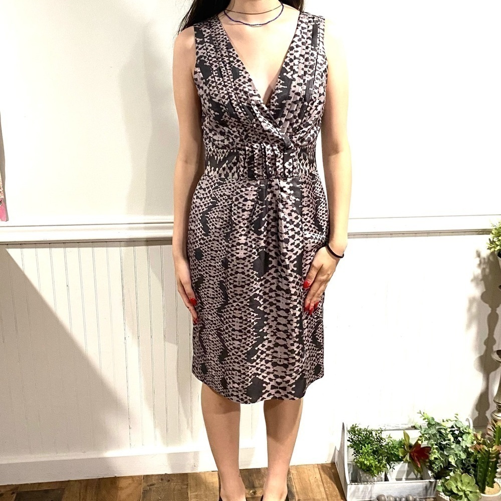 Banana Republic dress silk pleated reptile print